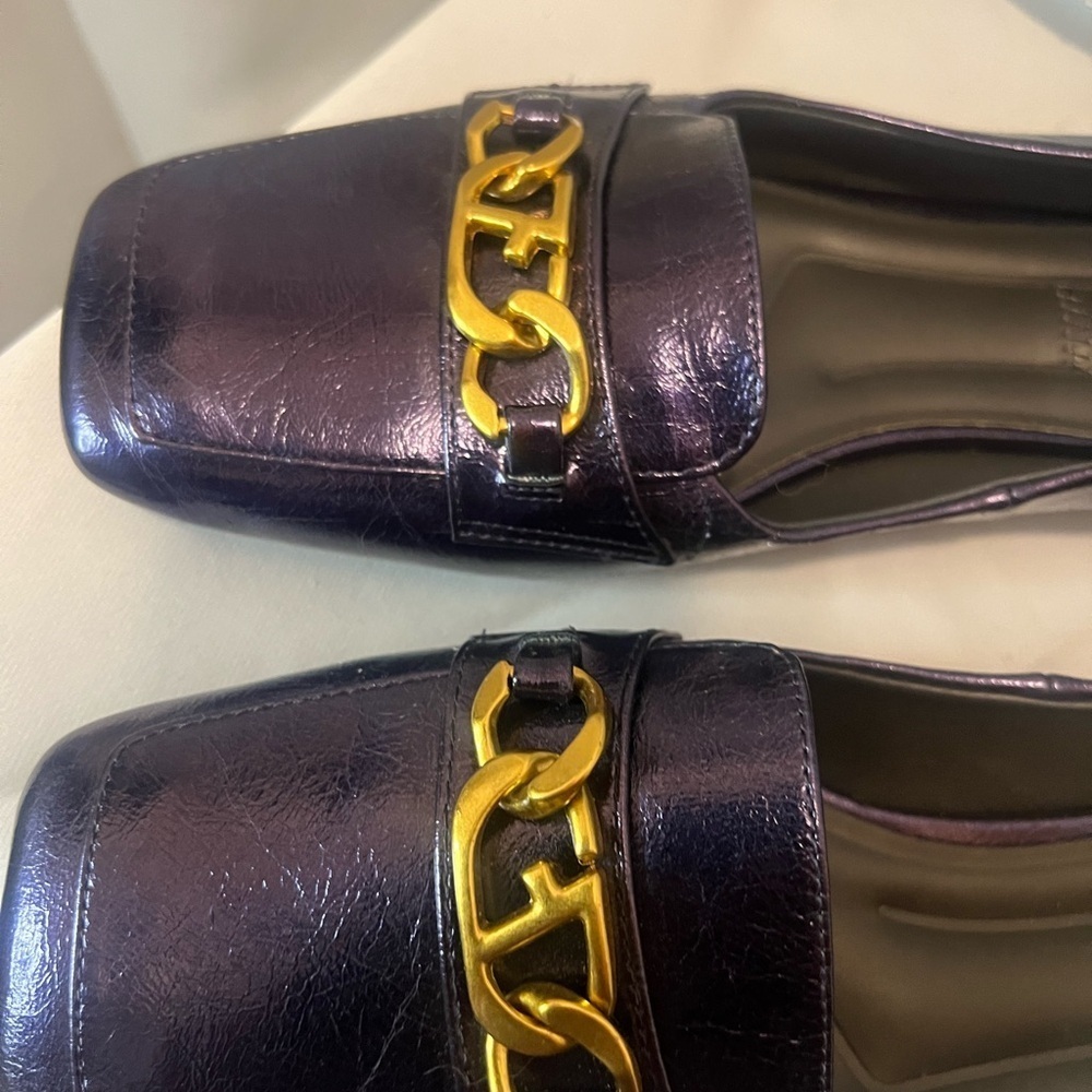 Franco Sarto Purple and Gold Flats with Chain Detail - Picture 10 of 14